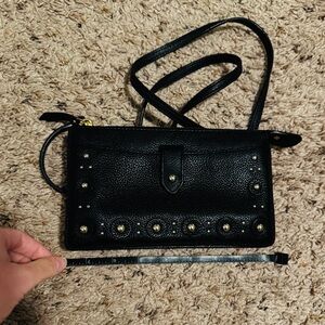 Kate Spade Alegra Larchmont Avenue Studded Crossbody Bag Black Phone Leather